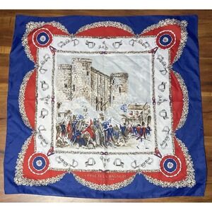 La Prisae de La Bastille Day Scarf 30" Square Blue Red Historic France
